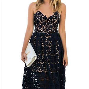 Women's Sexy V Neck Lace Hollow Dress  Black XL